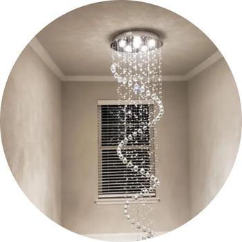 Imagem de Lustre Espiral De Cristal Legetimo Para Pé Direito Com 1.5MT