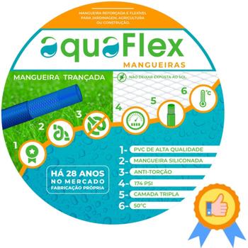 Imagem de Mangueira p/ Quintal 50 Metros AquaFlex Azul  1 Ano de Garantia