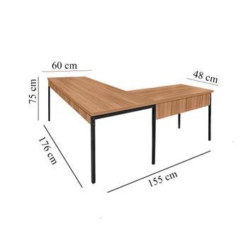 Imagem de Mesa de Escritório em L Madeira 170 x 160 Nogal/Preto REALME