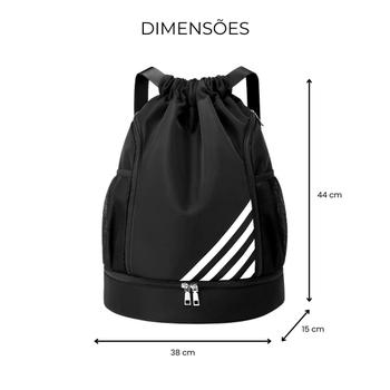 Imagem de Mochila Bolsa Saco com Cordão Esportiva Impermeável Anti roubo Academia Treino Passeio Multiuso