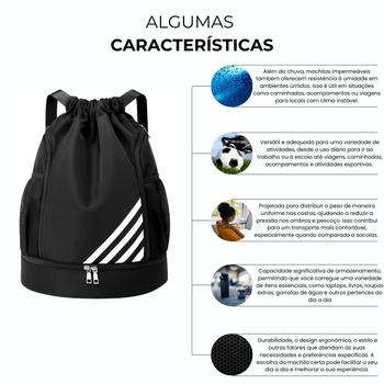 Imagem de Mochila Bolsa Saco com Cordão Esportiva Impermeável Anti roubo Academia Treino Passeio Multiuso