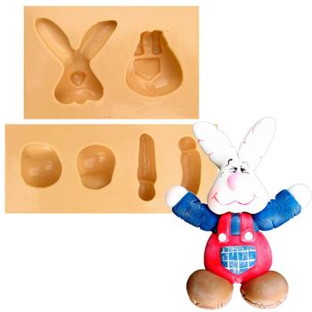 Imagem de Molde de Silicone para Biscuit Casa da Arte - Modelo: Coelho com Jardineira 1226