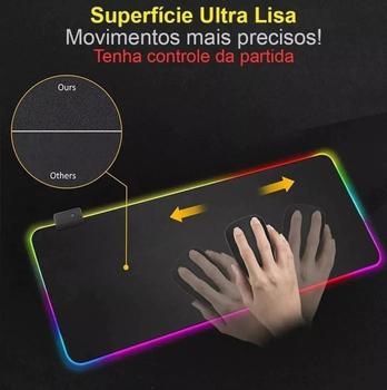 Imagem de Mouse Pad Gamer Grande com Borda LED RGB e 11 Efeitos de Cores Personalizáveis