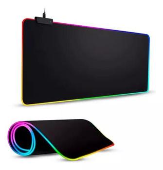 Imagem de Mouse Pad Gamer Grande com Borda LED RGB e 11 Efeitos de Iluminação Personalizáveis