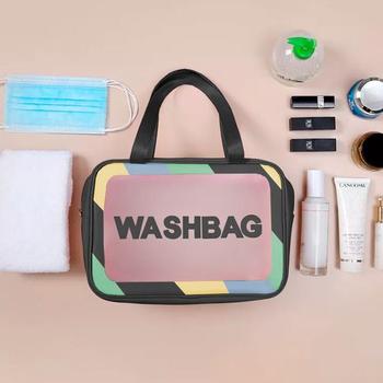 Imagem de Necessaire Feminina Casual Maquiagem Prática Trabalho Itens de Higiene Bolsa Sacola Retangular Washibag Cores do Brasil