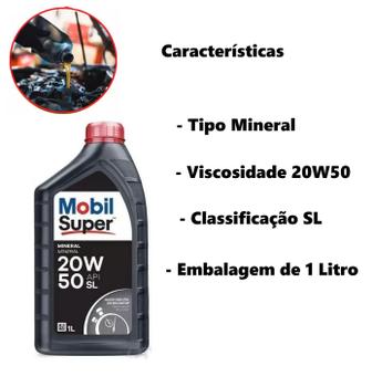 Imagem de Óleo Lubrificante Motor 20w50 Sl Mineral Mobil Super 1 Litro
