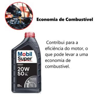 Imagem de Óleo Lubrificante Motor 20w50 Sl Mineral Mobil Super 1 Litro