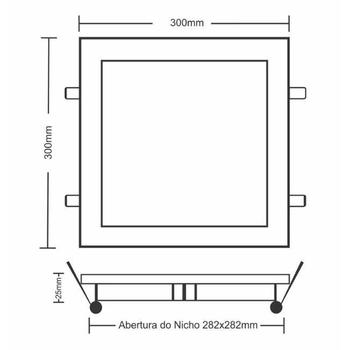 Imagem de Painel de Led Quadrado Embutir 24W Bivolt Taschibra