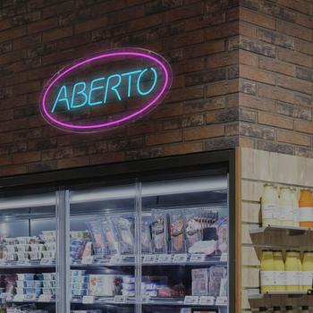 Imagem de Painel Neon Led Letreiro Aberto Escrita Decoração Loja