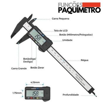 Imagem de Paquimetro Digital 150mm Profissional Eletrônico Display Lcd