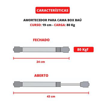 Imagem de Par Amortecedor Pistão Gás Cama De Casal Box Baú 784n/80Kgf