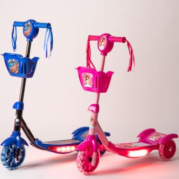 Imagem de Patinete Infantil 3 Rodas com Led Som e Cesta Menino Menina