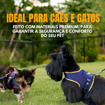 Imagem de Peitoral Com Guia Para Cachorro E Gatos Colete Regulável Super Confortável Pet Finess