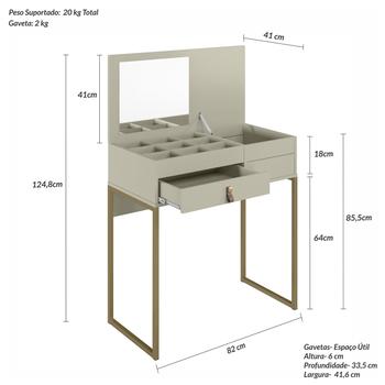 Imagem de Penteadeira Industrial Lady C/Espelho Organizadora De Maquiagem C/Gaveta Off White - Olivar Móveis
