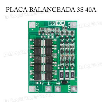 Imagem de Placa Bms 3s 40A 12.6v Com Balanceamento Proteção Bateria