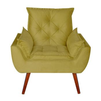 Imagem de Poltrona Decorativa Pés Trapézio Opala Suede Amarelo - Kasa Sofá