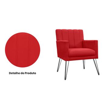 Imagem de Poltrona Decorativa Salão de Beleza com Pés de Ferro Cecília Corano Vermelho - INCASA DECOR