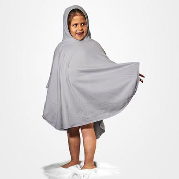 Imagem de Poncho Tecebem Malha Plush Atoalhado Tam Único Com Capuz 80cmx95cm Cinza