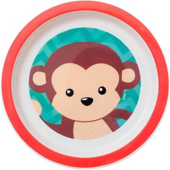 Imagem de Pratinho de Bebê Animal Fun Buba Colorido 21cm Estampa Macaquinho Prato Infantil Redondo