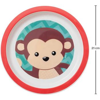 Imagem de Pratinho de Bebê Animal Fun Buba Colorido 21cm Estampa Macaquinho Prato Infantil Redondo