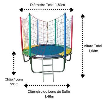 Imagem de Pula Pula Trampolim Cama Elástica 1,83m + Piscina de Bolinhas Quadrada 1,50m + Escorregador Médio Premium Rotoplay Brinquedos