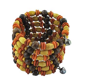 Imagem de Pulseira Mola de Arame e Contas de Madeira