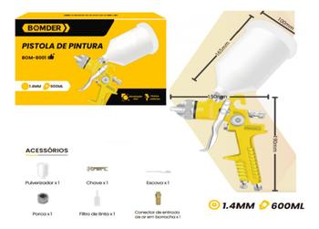 Imagem de Pulverizador Para Pintura Tipo Hvlp Gravidade 1.4mm 600m