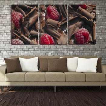 Imagem de Quadro Decorativo 68x126 amoras vermelhas sobre chocolate