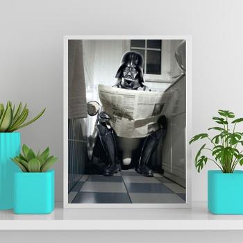 Imagem de Quadro Decorativo Darth No Banheiro 33x24cm - com vidro