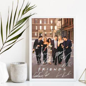 Imagem de Quadro Decorativo Friends Assinaturas Atores 33x24cm - com vidro