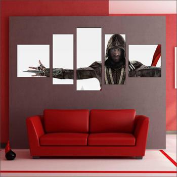 Imagem de Quadro Decorativo Game Assassin's Creed Mosaico 5 Peças Salas Quartos TT6