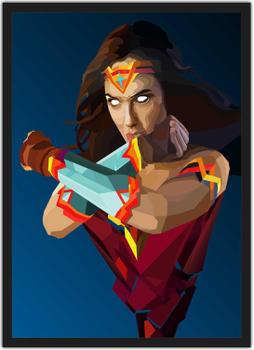 Imagem de Quadro Decorativo Mulher Maravilha Heróis Geek Decorações Com Moldura G05