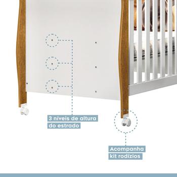 Imagem de Quarto de Bebê Star Branco e Ypê com Berço Mini Cama Slim Cômoda e Guarda Roupa 4 Portas Tigus Baby