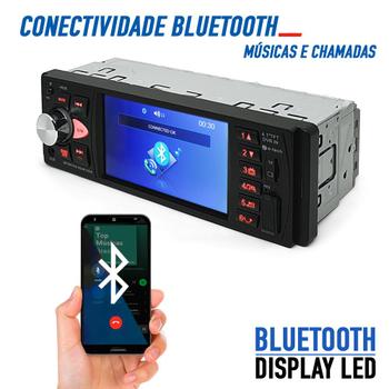 Imagem de Rádio Com Tela 1 Din Nissan Kicks 2016 2017 2018 2019 2020 Bluetooth Pen Drive Cartão SD Entrada Auxiliar