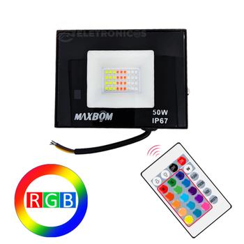 Imagem de Refletor Holofote Rgb 50w 16 Led Vários Efeitos E Iluminação Controle Remoto 609713