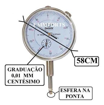 Imagem de Relógio Comparador De Alta Precisão 0-10mm Graduação 0,01mm