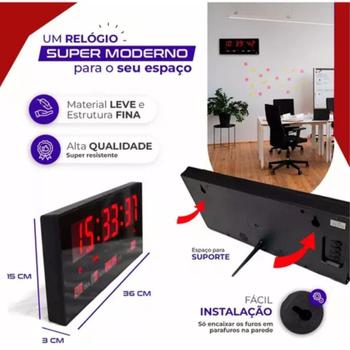 Imagem de Relógio Digital Led Estrutura Temperatura Salão