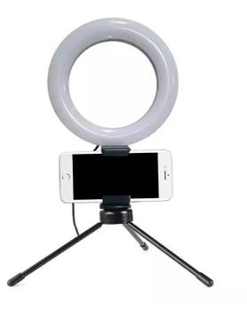 Imagem de Ring light 6 polegadas (16cm) com tripe e suporte para celular