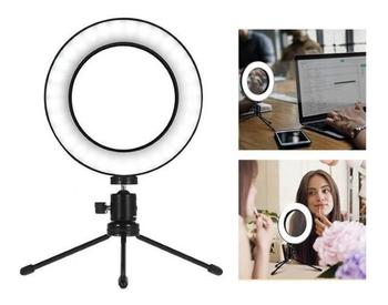 Imagem de Ring Light Led Mesa Iluminador Pequena Tripé 6 Polegada 16Cm