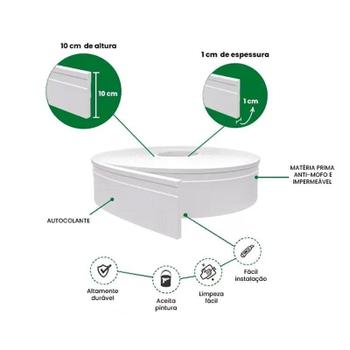 Imagem de Rodapé de EVA Autocolante RP16 10cm Branco 5 Metros