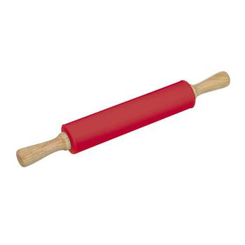 Imagem de Rolo De Silicone Vermelho Com Cabo Madeira Hauskraft 43,5Cm