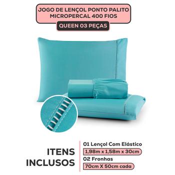 Roupa de Cama Casal Queen Size Jogo Lençol 400 Fios Micropercal 3 Pçs Toque  Macio Premium - F.V Enxovais - Jogo de Cama - Magazine Luiza