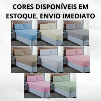 Imagem de Roupa de Cama Solteiro com Elástico Fronha Ponto Palito 2 Peças 300 Fios 100% Algodão