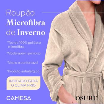 Imagem de Roupão Microfibra Camesa Adulto Unissex Feminino Masculino Inverno Frio Quentinho Com Bolso Original