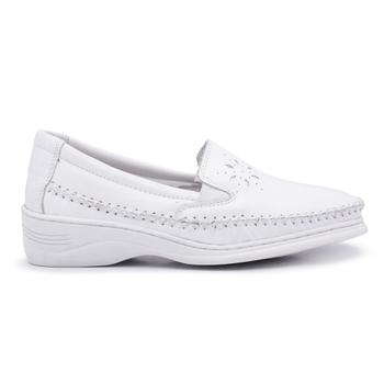 Imagem de Sapato Anabela Feminino Couro Conforto Leve Branco Enfermeira RF3005