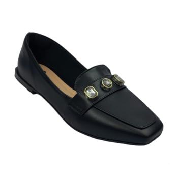 Imagem de Sapato Mocassim Loafer Feminino Baixo Pedraria Elegante Confortável Moderno