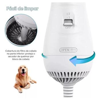 Imagem de Secador de Cabelo Pet com Pente Integrado para Facilitar o Banho 110V