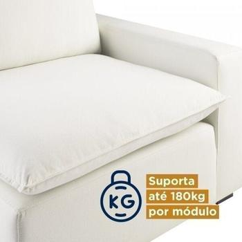 Imagem de Sofá de Canto Modular Hug 6 Lugares 363x193cm com Puff em Linho CabeCasa MadeiraMadeira