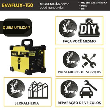 Imagem de Solda Multiprocesso MIG sem Gás Sinérgica com Máscara EVAFLUX-150 220V EVALD