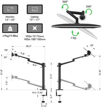 Imagem de Suporte/Braço Articulado P/2 Monitores E Notebook